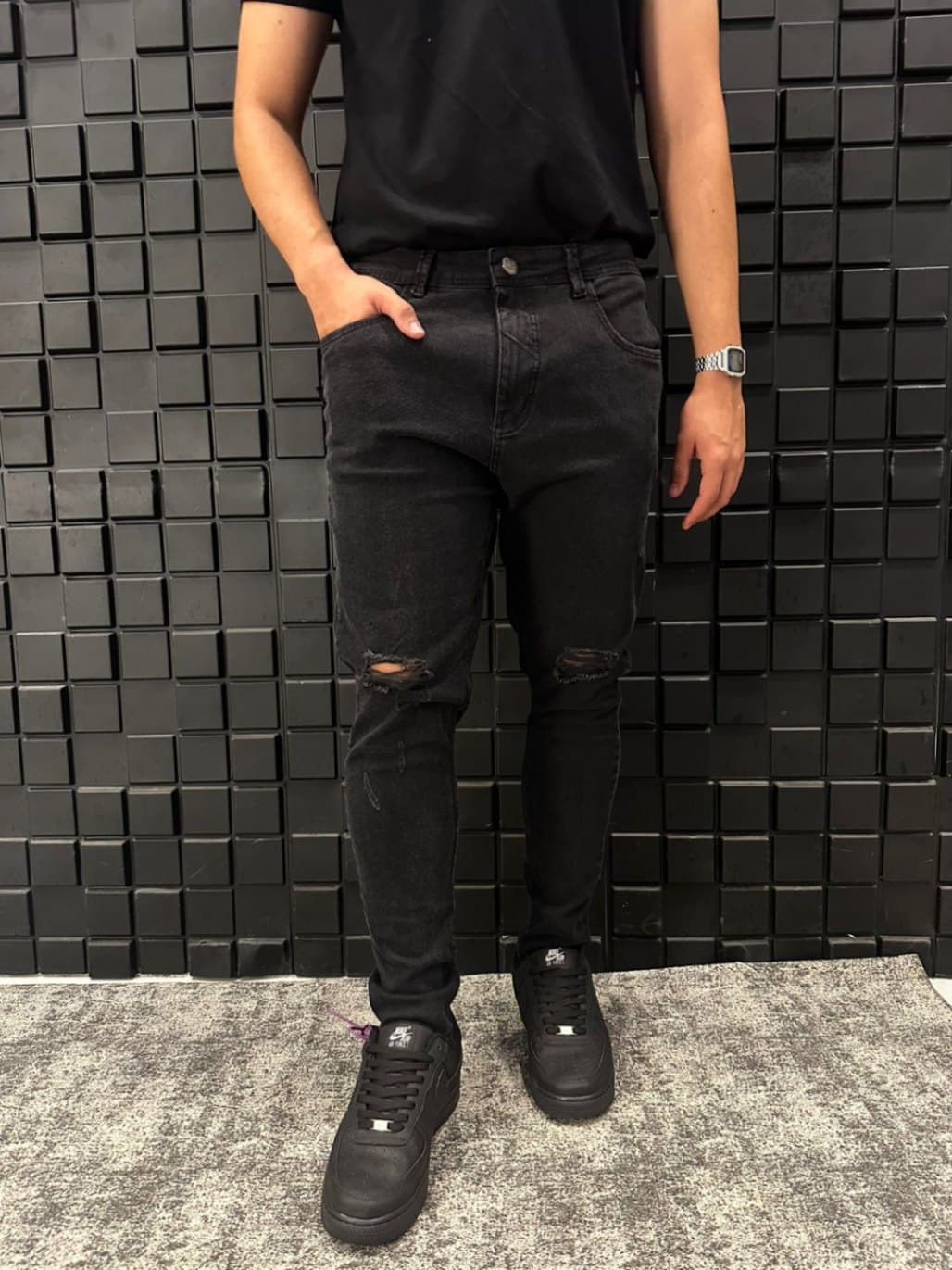 CALÇA SKINNY DESTROYED CAUNT JEANS